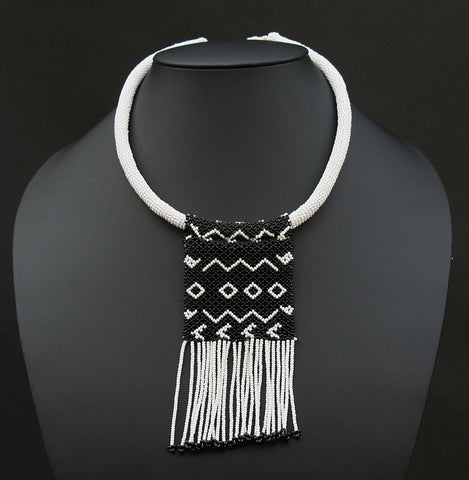 Zulu Love Letter Choker Necklace Black and White