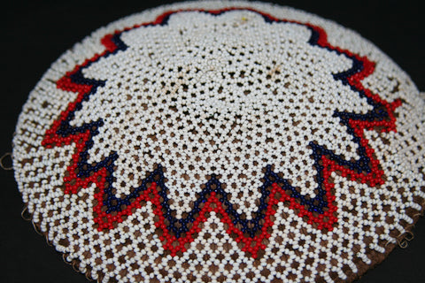 Zulu Imbenge Beer Pot Cover/Lid White  Black Red Lace Beading