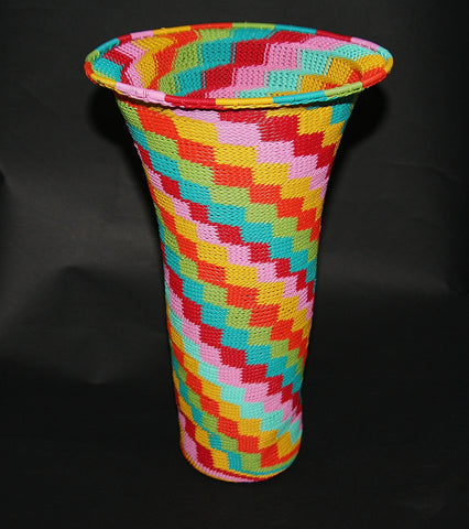 African Telephone Wire Vase -  Candy Colors - 12.25" H