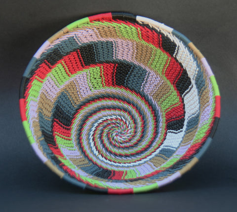 African Telephone Wire Bowl Multi Color  7" D X 3" H