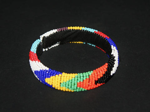 African Zulu Beaded Multicolor Cuff Bracelet