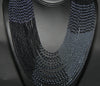 African Tribal Beaded Necklace Waterfall Black Graphite Blue - Cultures International From Africa To Your Home