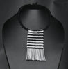 African Zulu Love Beaded Necklace Black White Beaded Fringe - Cultures International From Africa To Your Home