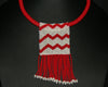 African Love Letter Beaded Necklace Red White Beaded Fringe - Cultures International From Africa To Your Home