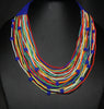 Tribal Beaded Multistrand African Necklace Navy & Multiple Colors - Cultures International From Africa To Your Home