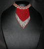 African Beaded Choker Necklace Red White Flowers Handcrafted Swaziland - Cultures International From Africa To Your Home