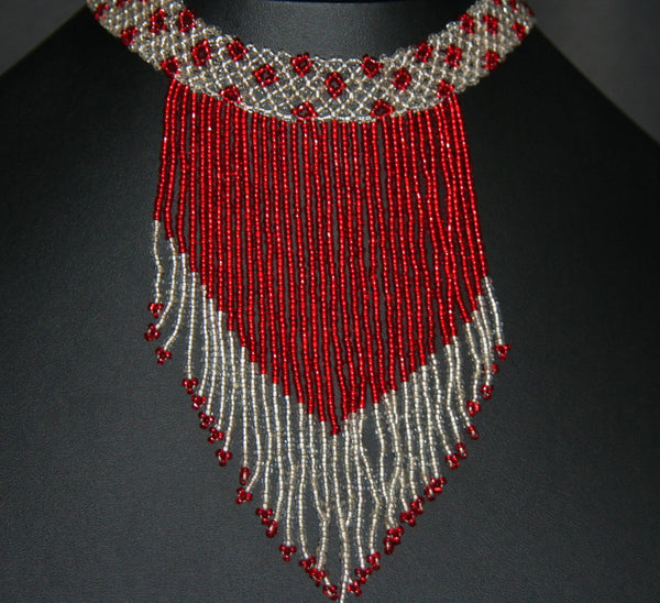 Red beaded hot sale choker necklace