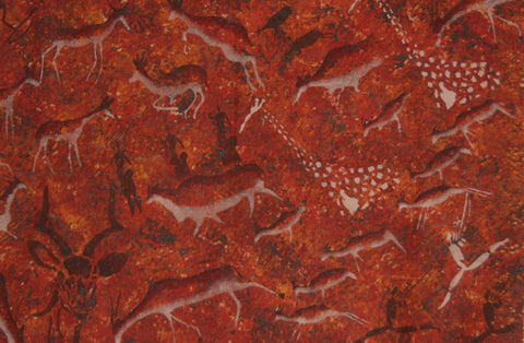 African Tribal Rock Cave Art Original Painting  South Africa 39" W X 30" H