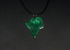 Malachite African Continent Pendant Necklace on Black Leather 27" L - Cultures International From Africa To Your Home