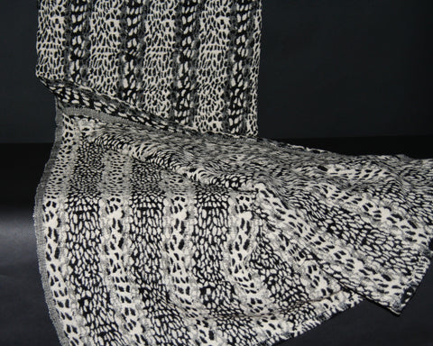 Leopard Design Black White Hand Woven Cotton Blanket 70" X 98"