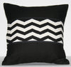 African Wave Designer Pillow Black White Applique 18" X 18" Handwoven - Cultures International From Africa To Your Home