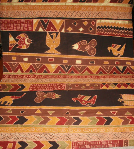 African Batik Fabric Tapestry Geometric Design