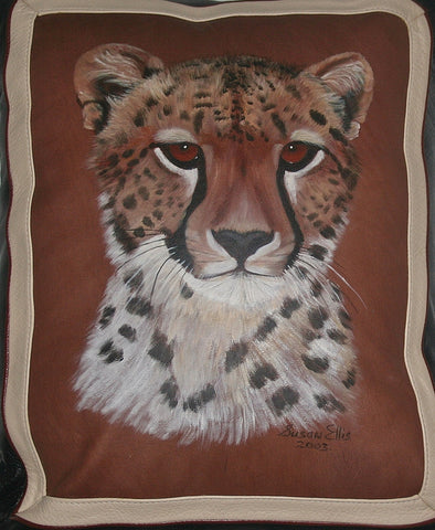 African Leopard Leather Pillow Original Art