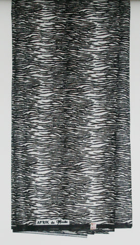 African Zebra Print Fabric 6 Yards Black and White