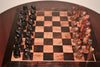 African Chess Set Carved Ebony Wood, Mahogany Sculptured Tribal Figures Vintage - Cultures International From Africa To Your Home