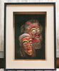 Mask Copper Chokwe Relief Art in Custom Shadow Box Handcrafted Wood 25"W X 33"H X 3.5"D - Cultures International From Africa To Your Home