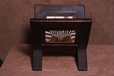 Zebra Hide & Wood Magazine Stand