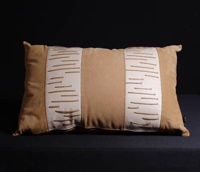 African Leather Suede & Desert Sand Color Leather Pillow Cover Rectangular