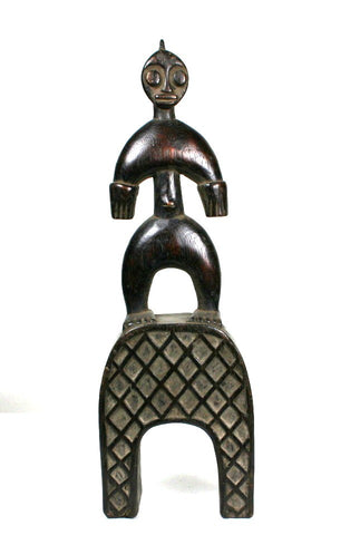 Bobine en Bois West African Baule Heddle Pulley With Carved Figure