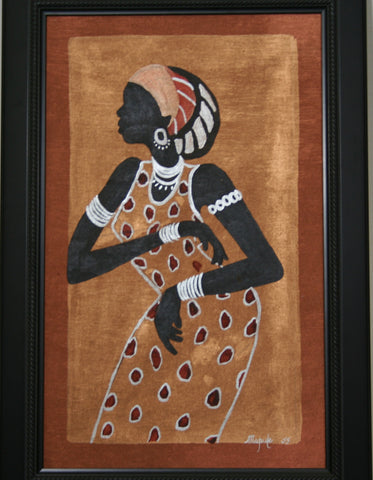 African Woman Painting Modern Xhosa Tribal Woman IV Acrylic on Textile Original Art 24"H X 16"W - Cultures International From Africa To Your Home African Woman Painting Modern Xhosa Tribal Woman IV Acrylic on Textile Original Art 24"H X 16"W