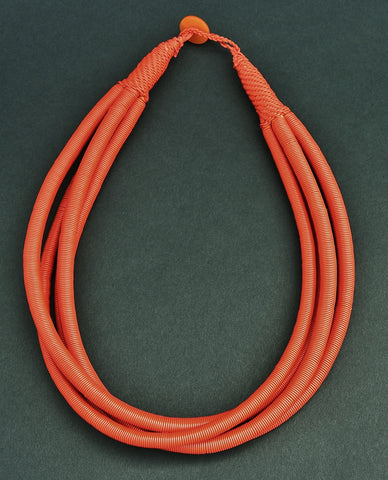 African Telephone Wire Orange Rope Necklace