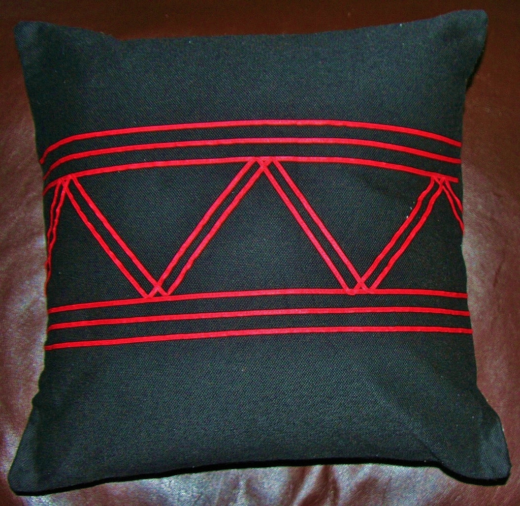 Designer African Tribal Pillow Handmade Black Red South Africa - Cultures International From Africa To Your Home