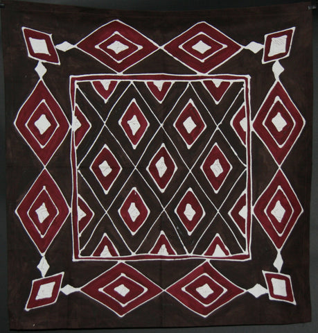 African Table Overlay Zulu Tribal Diamonds Chocolate Cranberry Colors  Hand Painted Wall Hanging - 29" X 31" - Cultures International From Africa To Your Home African Table Overlay Zulu Tribal Diamonds Chocolate Cranberry Colors  Hand Painted Wall Hanging - 29" X 31"