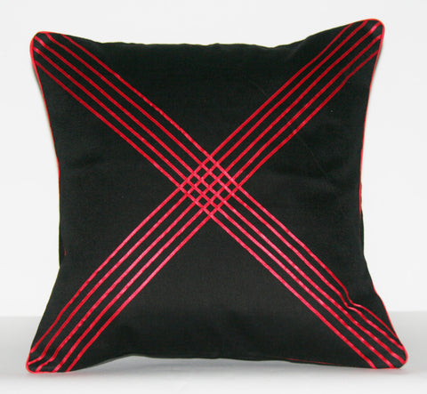 Designer African Xhosa Tribal Black Pillow Red Applique Design Crossing Paths 16" X 16.5" - Cultures International From Africa To Your Home Designer African Xhosa Tribal Black Pillow Red Applique Design Crossing Paths 16" X 16.5"