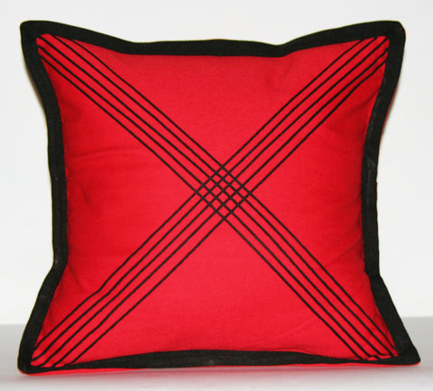 Designer African Tribal Pillow Red Black Applique Design Crossing Paths 16" X 16.5" - Cultures International From Africa To Your Home Designer African Tribal Pillow Red Black Applique Design Crossing Paths 16" X 16.5"