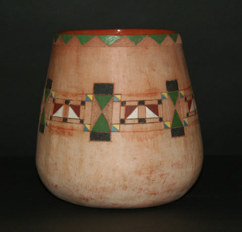 African Clay Vessel 8"H X 8"W X 25.25"C Vintage Handcrafted South Africa