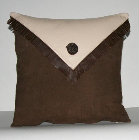 Authentic Suede & Leather Pillow Cover Cushion Chocolate Brown Cream 18" x 18" - Cultures International From Africa To Your Home Authentic Suede & Leather Pillow Cover Cushion Chocolate Brown Cream 18" x 18"