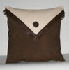 Authentic Suede & Leather Pillow Cover Cushion Chocolate Brown Cream 18" x 18" - Cultures International From Africa To Your Home