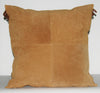 Authentic Leather & Suede Pillow Cover Cushion Golden Tan  Champagne and Chocolate 19" x 19" - Cultures International From Africa To Your Home