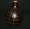 African Gourd Carved/Engraved Decorative Black White Kenya 12"H X 11"W - Cultures International From Africa To Your Home