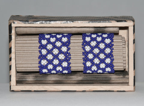 African Beaded Napkin Rings Navy White Zulu Tribal Designs Handcrafted Set of 2 South Africa 1" X 2" Handmade Wood Gift Box - Cultures International From Africa To Your Home African Beaded Napkin Rings Navy White Zulu Tribal Designs Handcrafted Set of 2 South Africa 1" X 2" Handmade Wood Gift Box