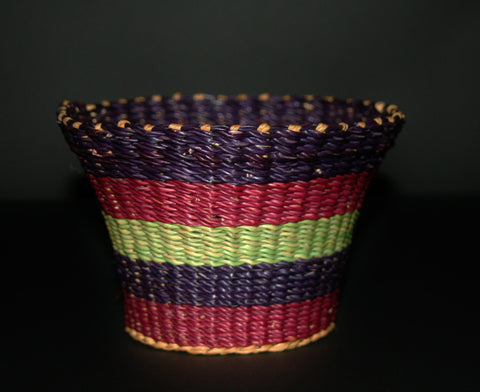 African Bolga Open Basket Ghana Handcrafted 4"H X 6"D