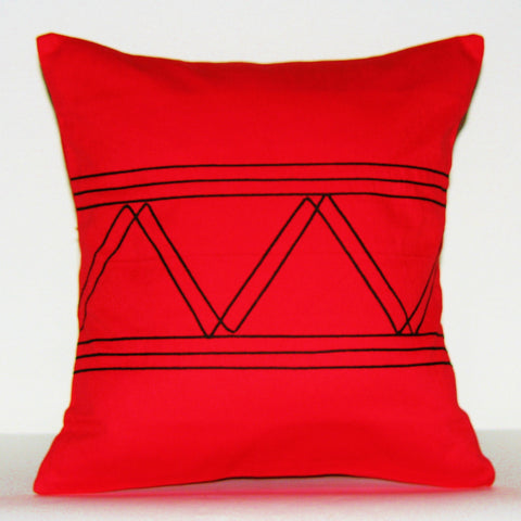Designer African Xhosa Tribal Pillow Red Black Applique South Africa - Cultures International From Africa To Your Home Designer African Xhosa Tribal Pillow Red Black Applique South Africa
