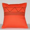 Designer African Tribal Pillow Handmade  Orange with Black Applique 16" X 16" - Cultures International From Africa To Your Home