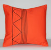 Designer African Tribal Pillow Handmade  Orange with Black Applique 16" X 16" - Cultures International From Africa To Your Home