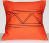 Designer African Tribal Pillow Orange with Black Applique 16" X 16" - Cultures International From Africa To Your Home
