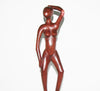 African Sculpture Mahogany Female Nude III  Vintage Handcrafted in Tanzania 17.5"H X 3.5"W X 3.5"D - Cultures International From Africa To Your Home