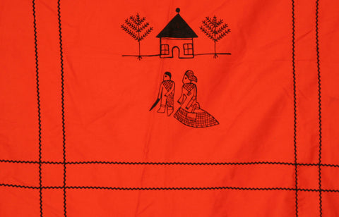 African Tapestry Orange With Black Circular Shaped Wall Hanging South Africa  70" X 73"  Circular - Cultures International From Africa To Your Home African Tapestry Orange With Black Circular Shaped Wall Hanging South Africa  70" X 73"  Circular