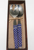 African Beaded Pasta/Salad Server Utensils Blue Silver Beads Wooden Gift Box Handcrafted in South Africa 9" X 2" - Cultures International From Africa To Your Home