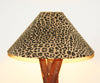 African Table Lamp Leopard Design Suede Goatskin Shade Rescued Wood 26.5" H - Cultures International From Africa To Your Home