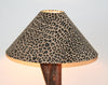 African Table Lamp Leopard Design Suede Goatskin Shade Rescued Wood 26.5" H - Cultures International From Africa To Your Home