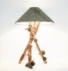 African Table Lamp Leopard Design Suede Goatskin Shade Wood Lamp Pine Cones - Cultures International From Africa To Your Home