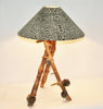 African Table Lamp Leopard Design Suede Goatskin Shade Wood Lamp Pine Cones - Cultures International From Africa To Your Home