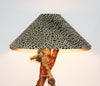 African Table Lamp Leopard Design Suede Goatskin Shade Wood Lamp Pine Cones - Cultures International From Africa To Your Home