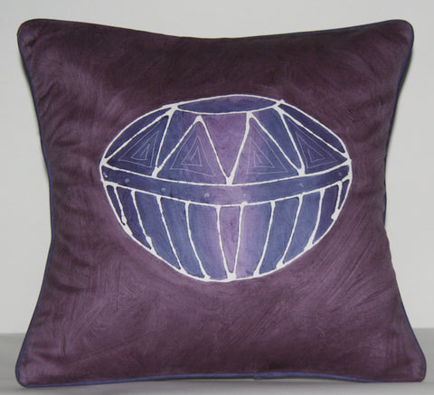 Purple Pillow African Zulu Beer Pot Design Ukhamba Pillow Cover Handpainted in South Africa