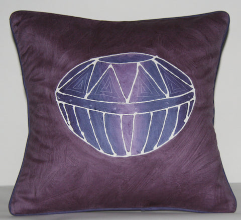 Purple Pillow African Zulu Beer Pot Design Ukhamba Pillow Cover Handpainted in South Africa - Cultures International From Africa To Your Home Purple Pillow African Zulu Beer Pot Design Ukhamba Pillow Cover Handpainted in South Africa